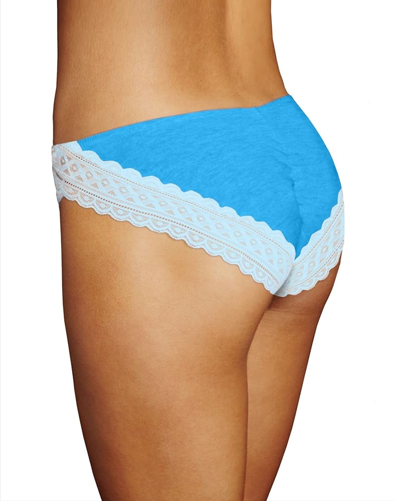 Maidenform One Fab Fit Cotton and Lace Stretch Tanga Blue Jay w/Lucent Blue 7