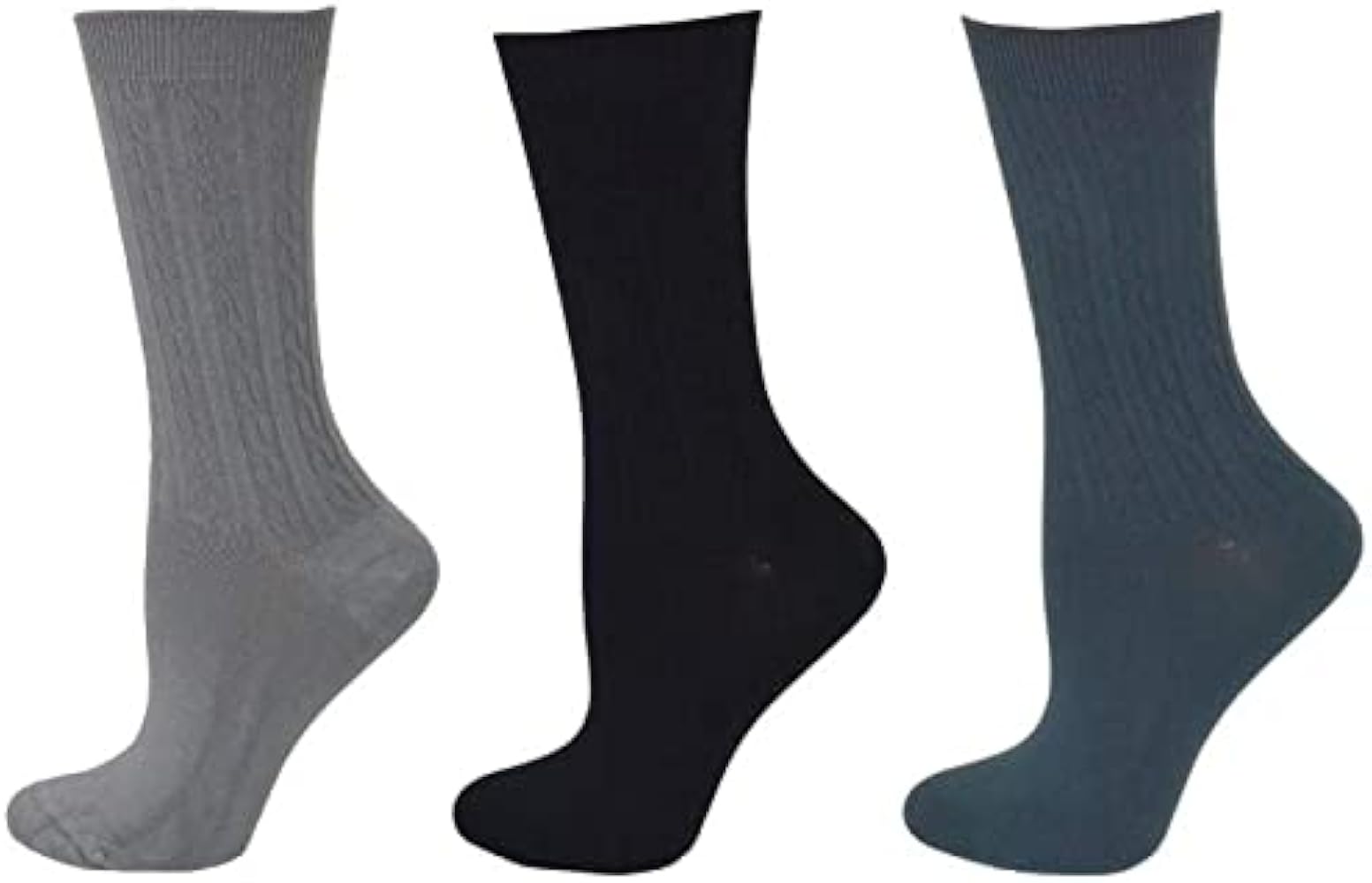 Women's Cable Pattern Casual Dress Crew Bamboo Socks 3 Pair Pack