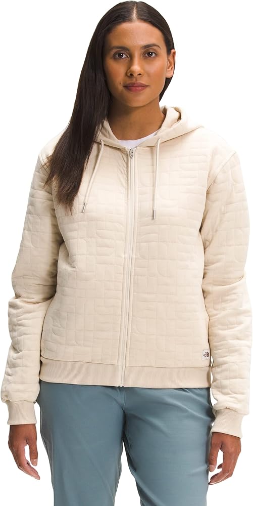 The North Face Women's Longs Peak Quilted Full Zip Hoodie, Gardenia White Heather, Large