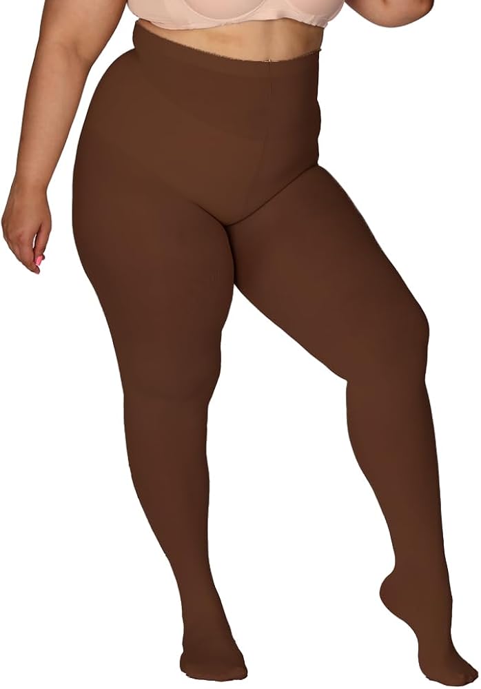 Ultra Plus Size Tights for Women Up To 6x, Semi Opaque Control Top Nylon Pantyhose,High Waist Fashion Stockings