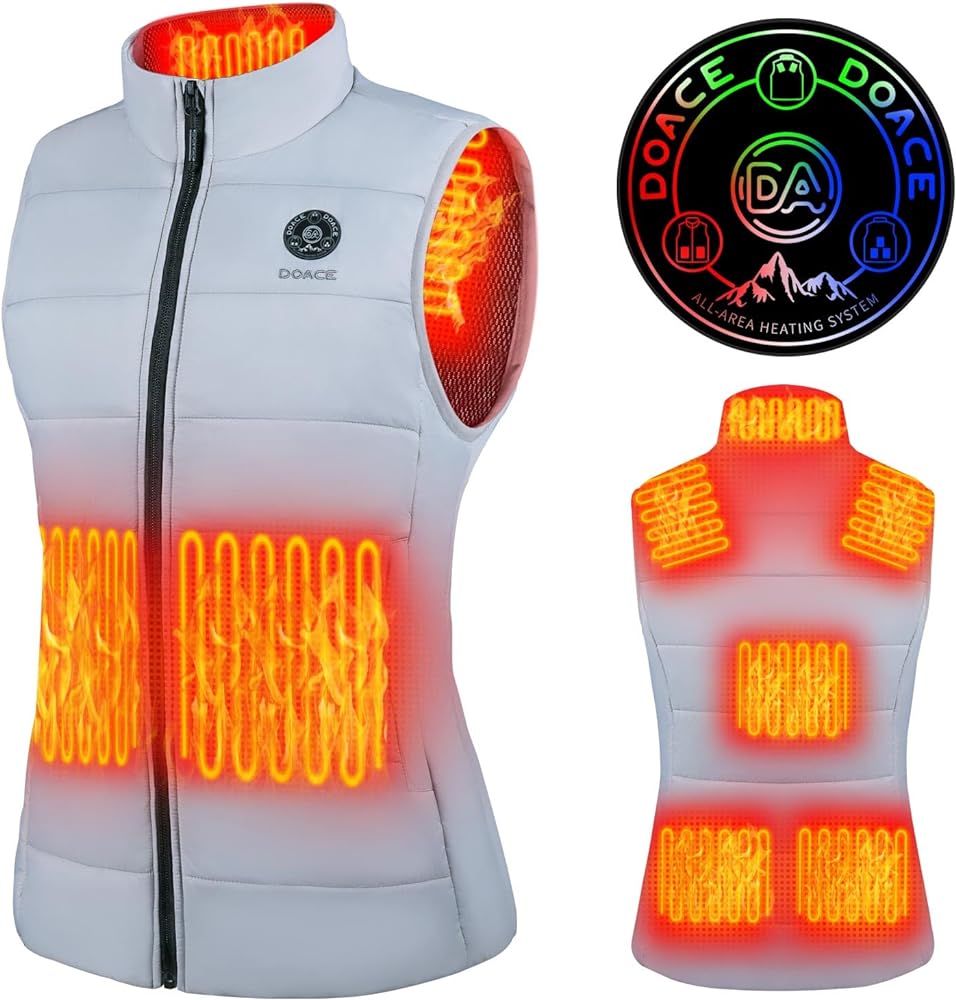 DOACE Heated Vest for Women and Men, Smart Electric Heating Vest Rechargeable, Battery Not Included