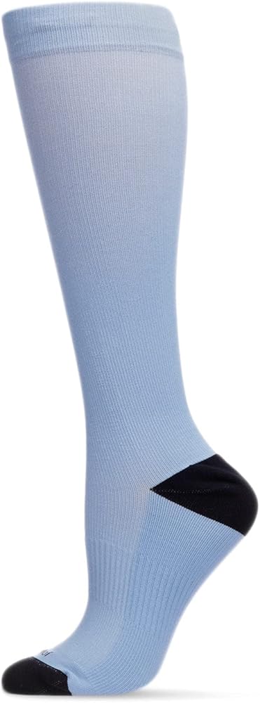 MeMoi Women's Solid Nylon 15-20mmHg Graduated Compression Socks Light Blue 10-13