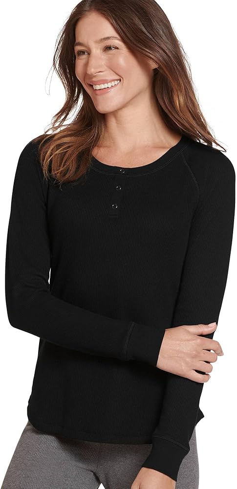 Jockey Women's Loungewear Long Sleeve Waffle Henley