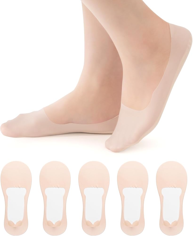 Womens No Show Socks 5 Pairs Low Cut Liner Socks Non-Slip Invisible Loafer Socks for Flats