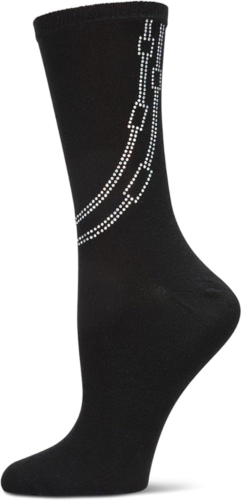 MeMoi Women's Rhinestone Chain Crew Socks