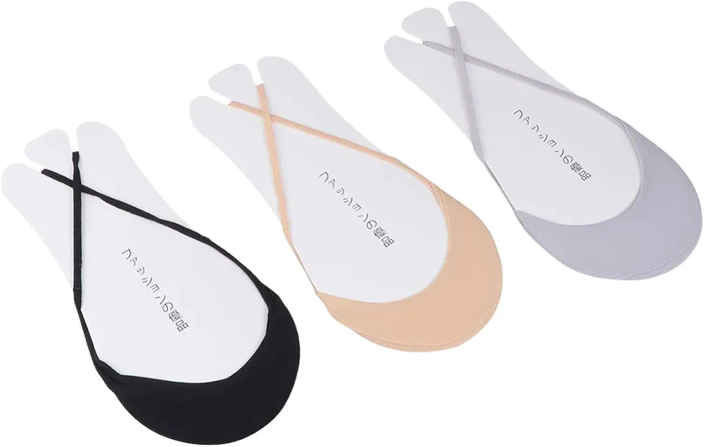 Ciieeo 3 Pairs Invisible Garter Pads Toe Topper Liner no Show Cotton Socks Forefoot Sock Toe Socks Pads Half-Sling Socks Loafer Socks Half Sole Toe Shoes Socks Jacket Bust Miss Nylon