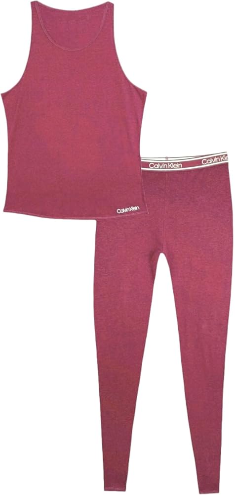 Calvin Klein Women’s Comfort Tank Top and Leggings Sleep Set (Red, X-Large)