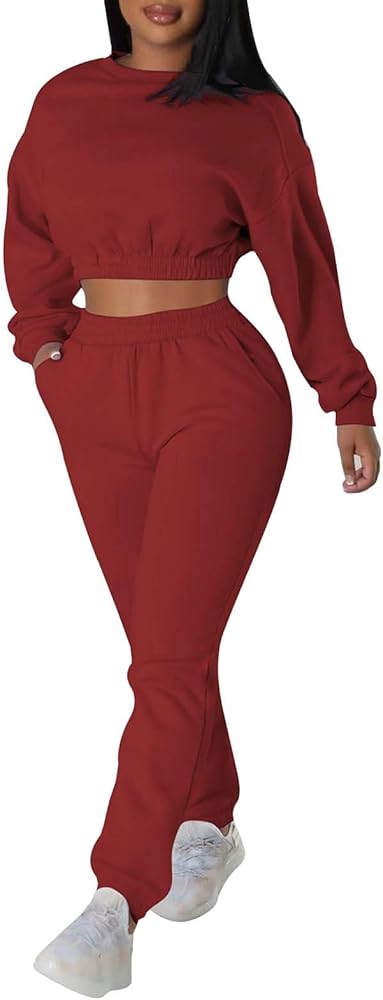 SNKSDGM Women Two Piece Outfits Casual Cozy Long Sleeve Crop Tank High Waist Yoga Leggings Sets Jogger Pajama Set Tracksuit