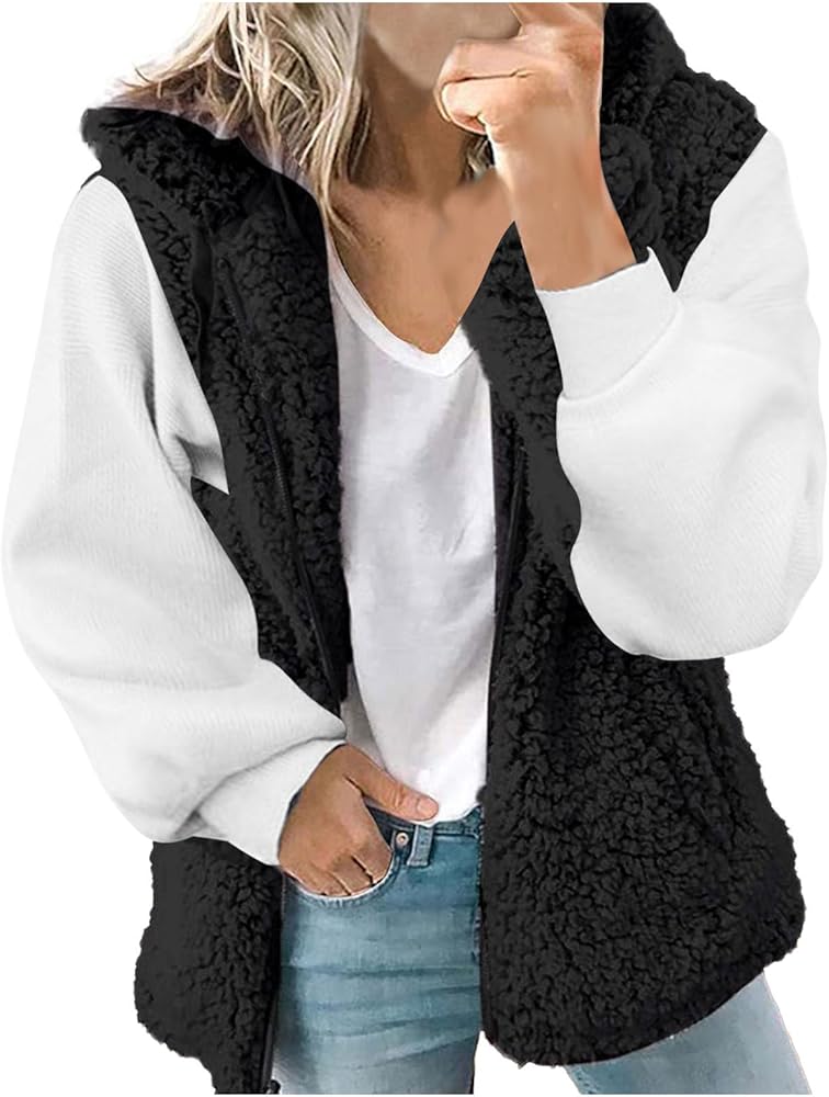 Drawstring Hooded Sleeveless Sweatshirt for Women Fleece Open Front Vest Comfy Hoodie Coat Jacket Tops with Pockets