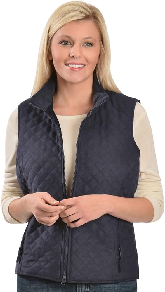 Outback Trading Women's Grand Prix Warm Water-Resistant Zippered Outerwear Quilted Western Vest With Hip Pockets