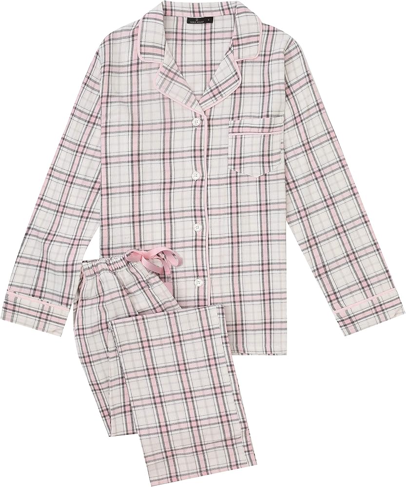 Flannel Pajamas for Women, 2Pc Lightweight Flannel Womens Pajama Sets