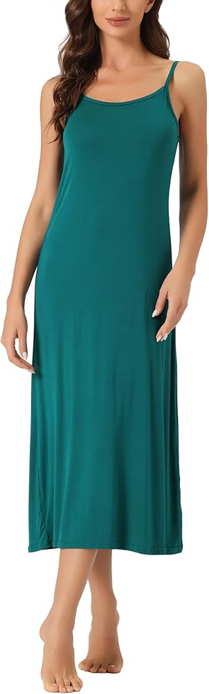 Womens Cami Tank Dress Sleeveless Spaghetti Strap Midi Sleepdress Nightgown