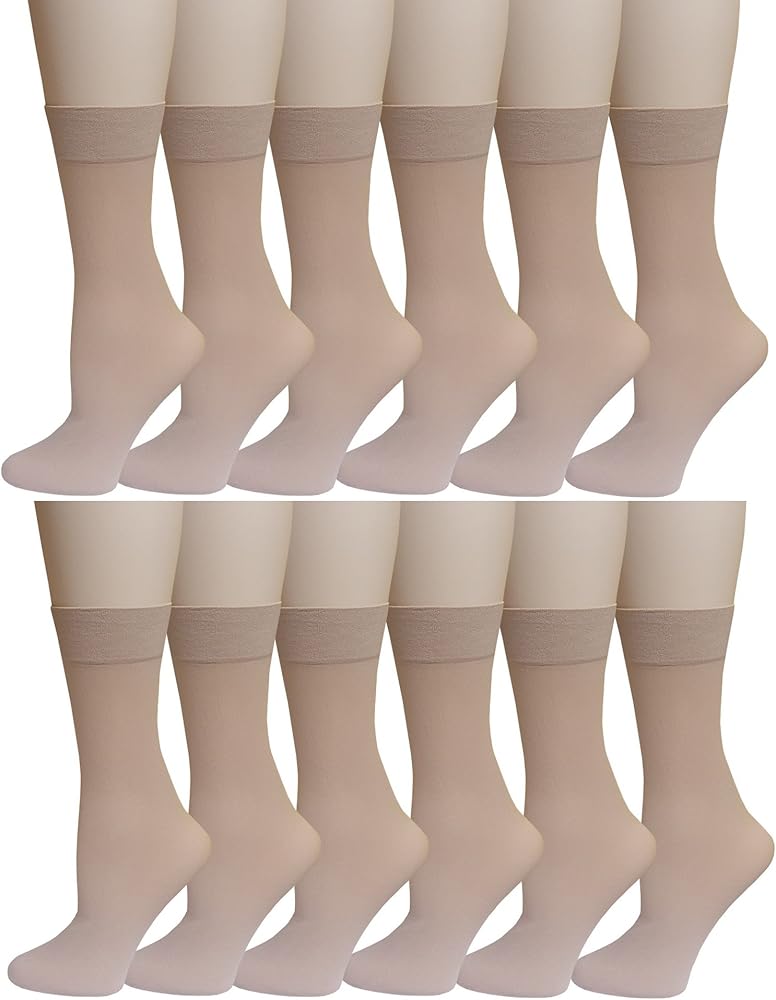 12 Pairs Pack Women Opaque Stretchy Spandex Ankle High Trouser Socks