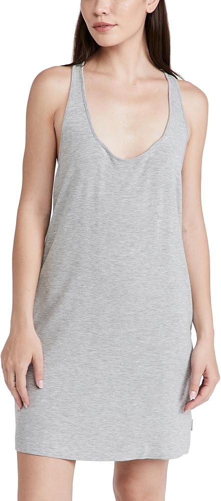 Calvin Klein Underwear Women's Pure Rib Sleeveless Nightshirt, Snow Heather, Grey, L