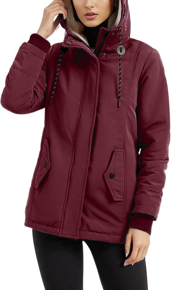 2024 Winter Coats Women Warm Thicken Trench Coat with Hood Trendy Casual Fleece Jackets Cute Soft Outerwear Windbreaker