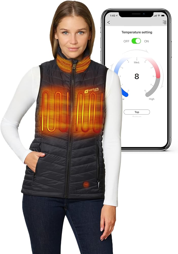 Women's Bluetooth Heated Vest with Battery Pack Included - App Control Insulated Puffer 7.4V