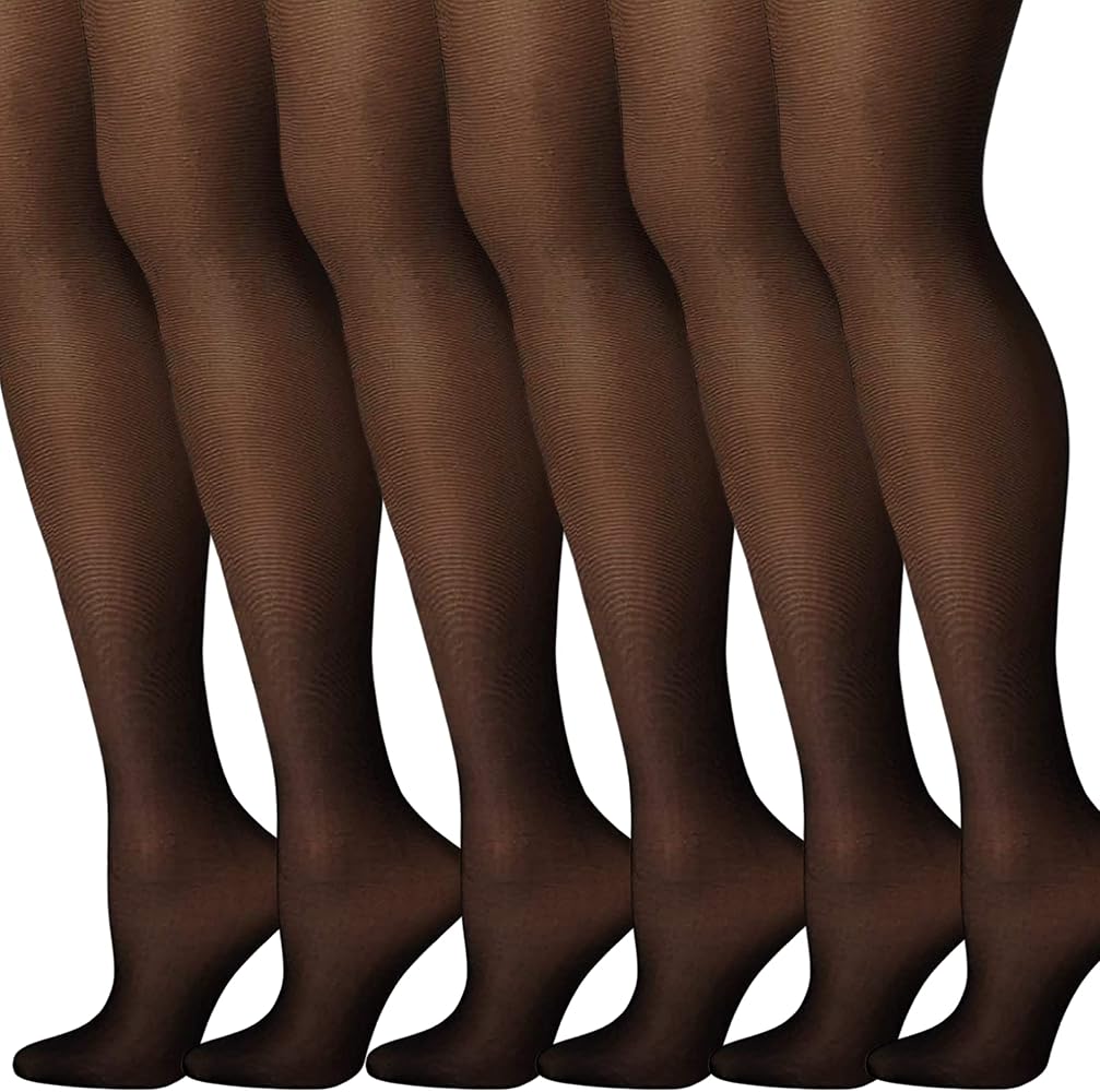 Tummy Control Stockings for Women - Sheer Control Top Pantyhose - (6 Pairs)