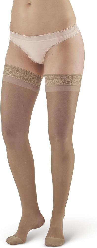 Ames Walker AW Style 8 Sheer Support 20-30 mmHg Firm Compression Thigh High Stockings w/Band XXXLarge