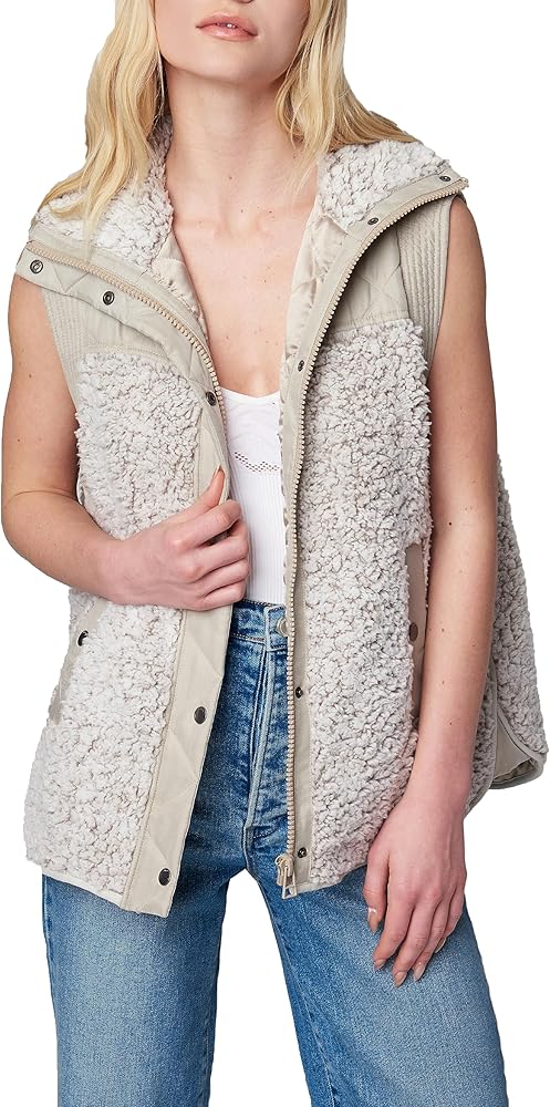 [BLANKNYC] Womens Luxury Clothing Quilted Sherpa Vest With Pockets, Comfortable & Stylish