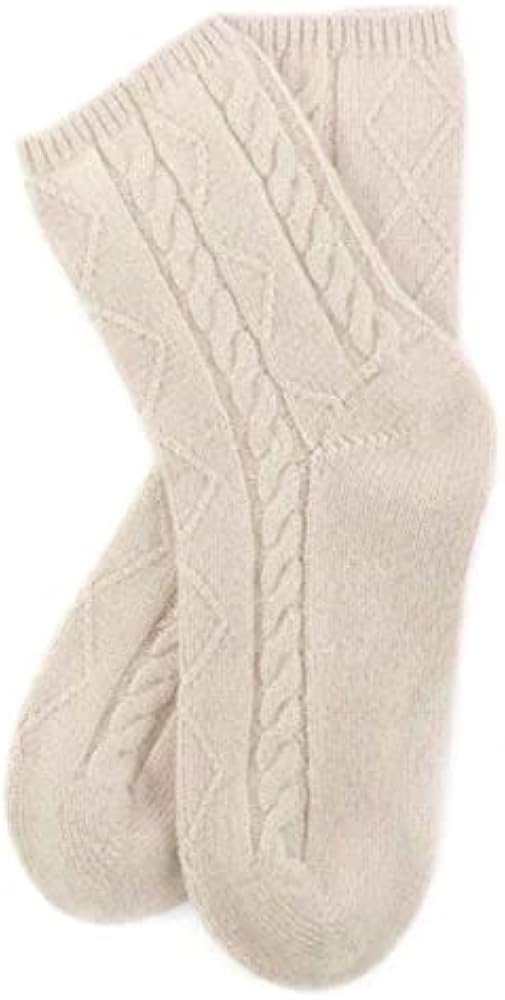 100% Pure 3ply Cashmere Softest Sleep Socks Cozy Cable Knit Luxury Fashion