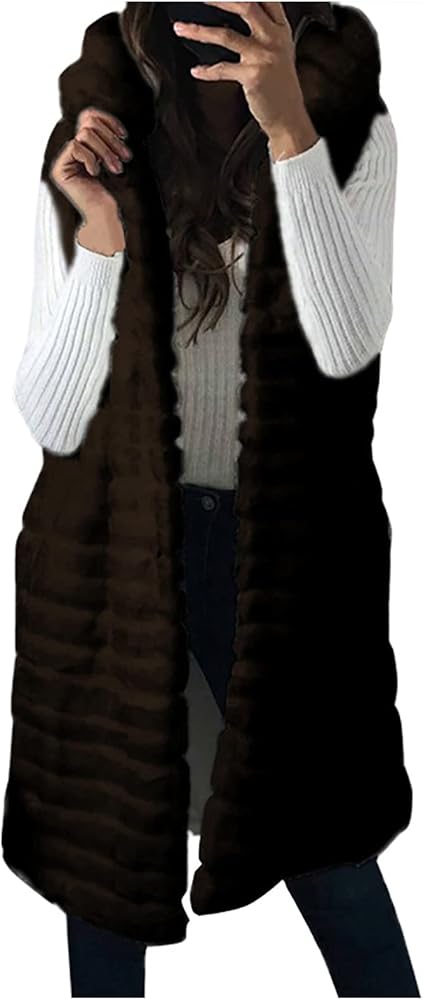 Petite Women's Coats Women's Faux-Fur' Sleeveless Hooded Jacket Vest Body Warmer Outwear