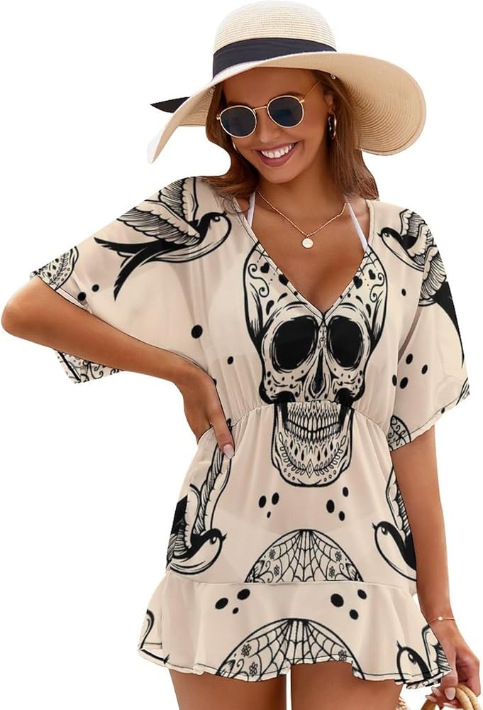 Women's Swim Cover Ups For Beach Swimwear, Summer Casual Loose Sun Dress