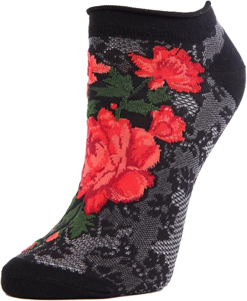 MeMoi Love and Lace Low-Cut Floral Socks