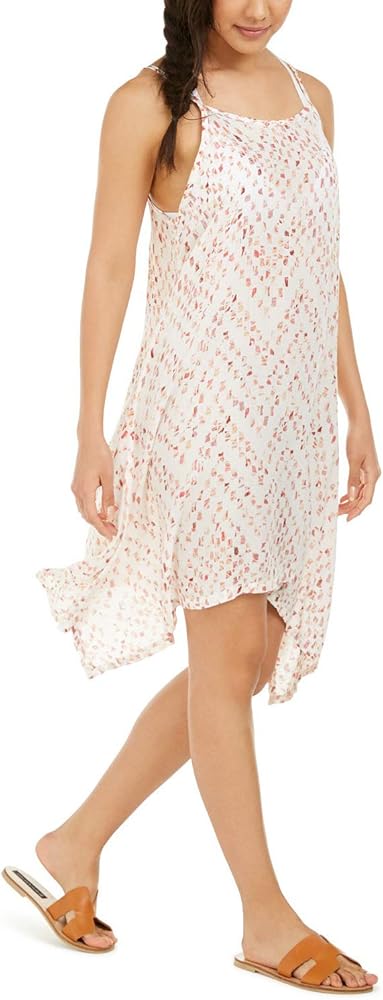 Women's Sleeveless Printed Swim Cover-up Dress (Small), Coral Multi