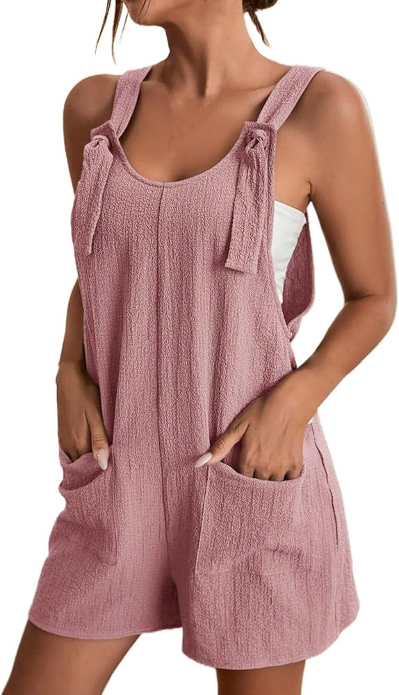 Rompers for Women 2024 Summer Plus Size Short Jumpsuits Dressy Casual Adjustable Strap Boho Overalls with Pockets