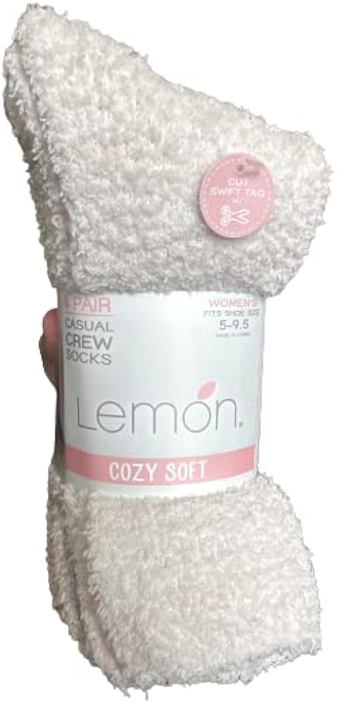 Lemon 4 Pair Casual Crew Socks Cozy Soft Pink