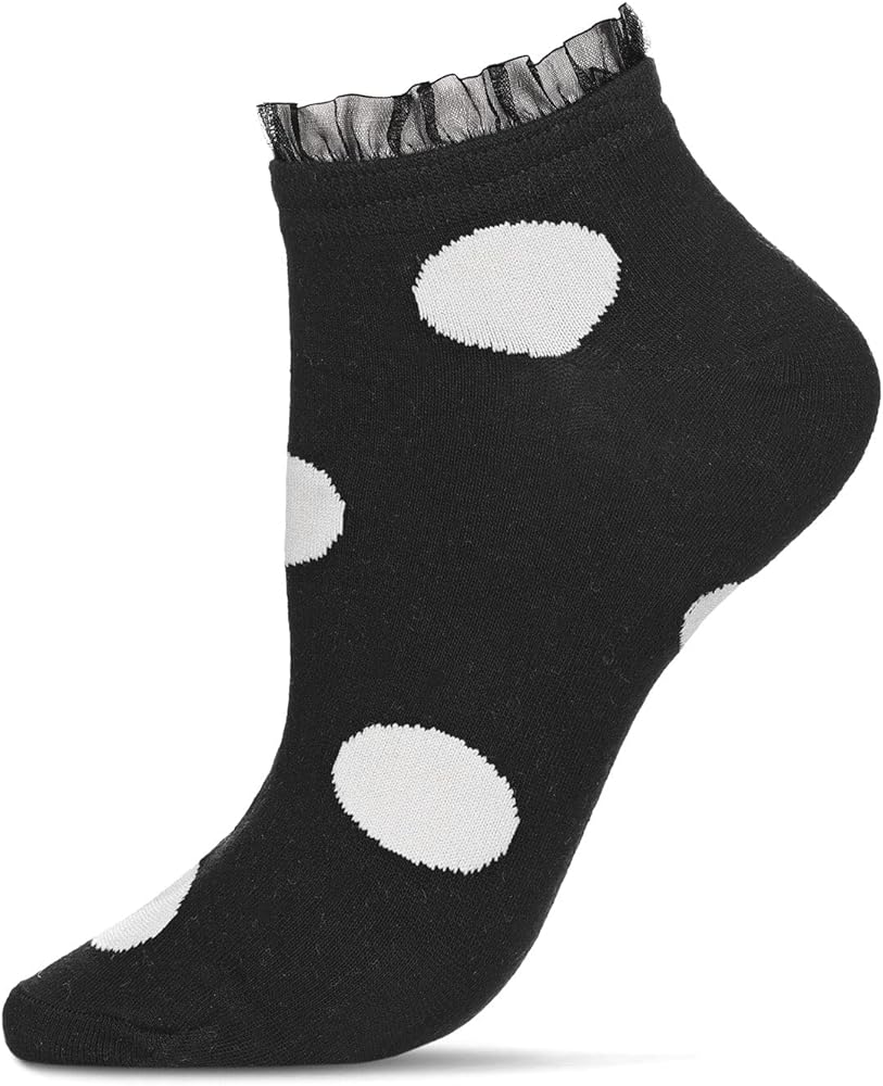 MeMoi Women's Ruffle Polka Dot Cotton Blend Low-Cut Socks