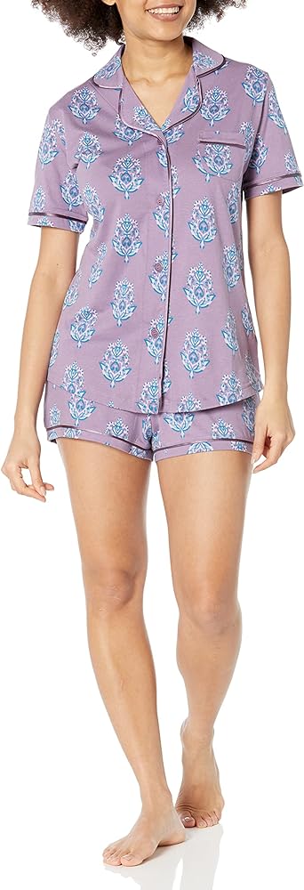 Cosabella Women's Bella Printed Short Sleeve Top & Boxer Pajama Set