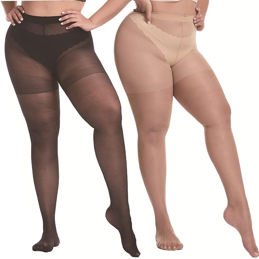 Women's 2 Pair Control Top Pantyhose High Waist Plus Size Bodysuit Super Soft Pantyhose Pantyhose Women's Socks