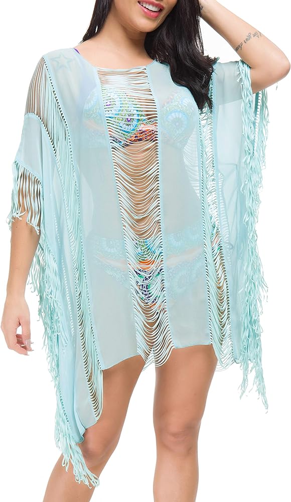 Womens Summer Sexy See-Through Bikini Cover up Sun Protective Beach Dress