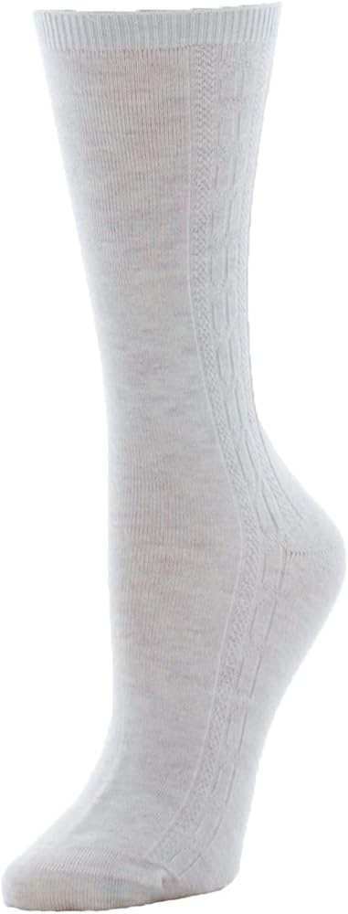 MeMoi Women's Cashmere Blend Cable Knit Crew Socks