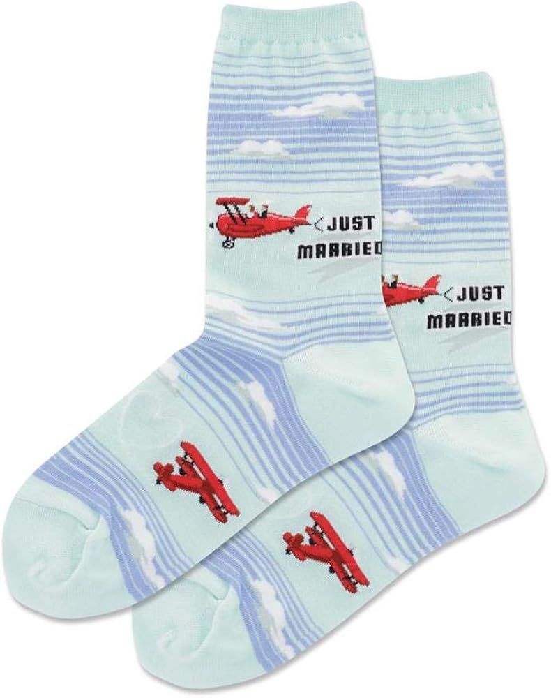 Hot Sox Womens Just Married Plane Crew Socks