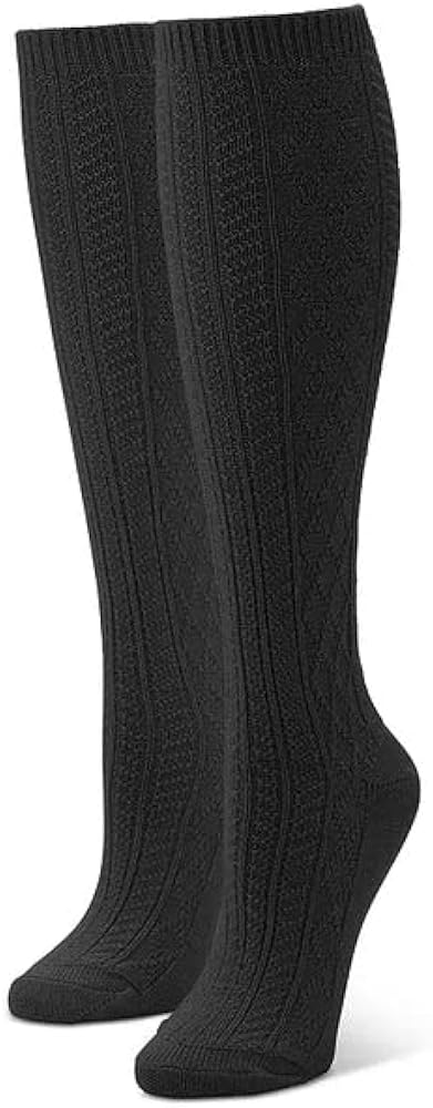 HUE Supersoft Cable Knee Sock (Black, One-Size)