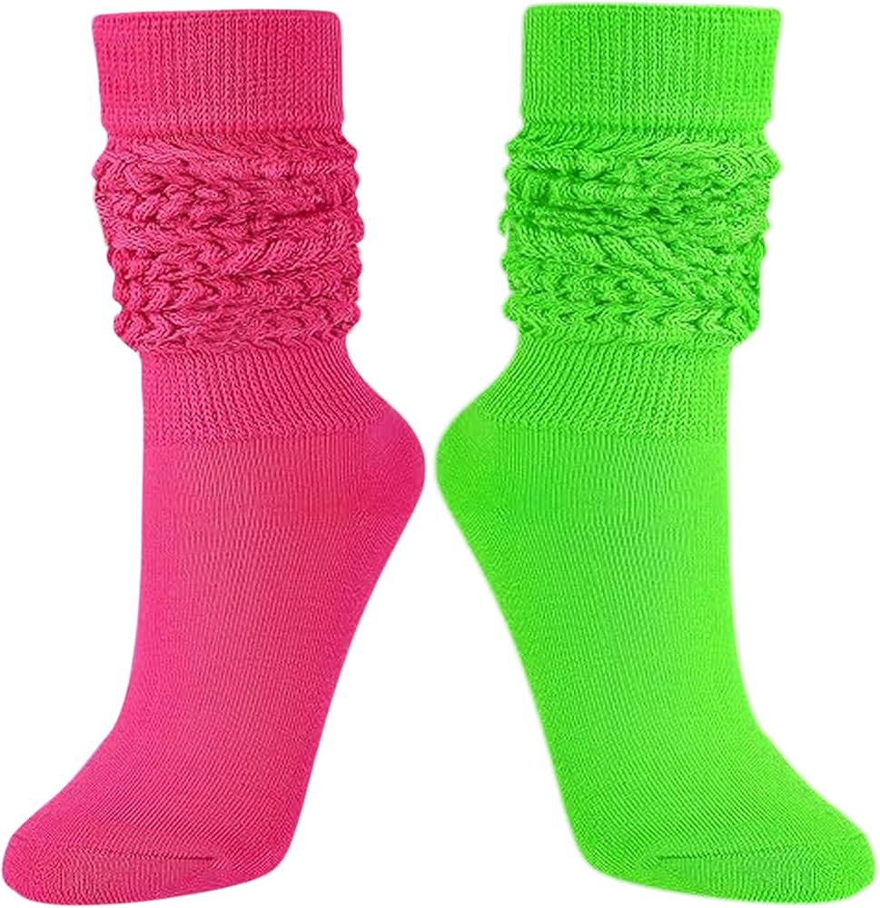 2 Pairs Slouch Socks for Women Knee High Flexible Soft Socks Fall Winter