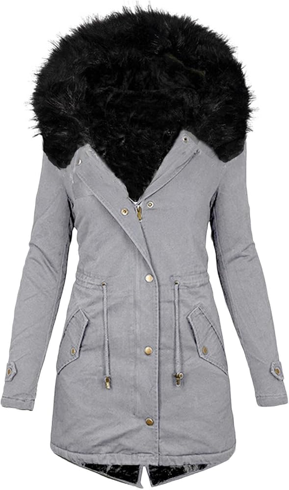 Women's Winter Coats Fleece Parkas Anoraks Hooded Military Jacket Coats