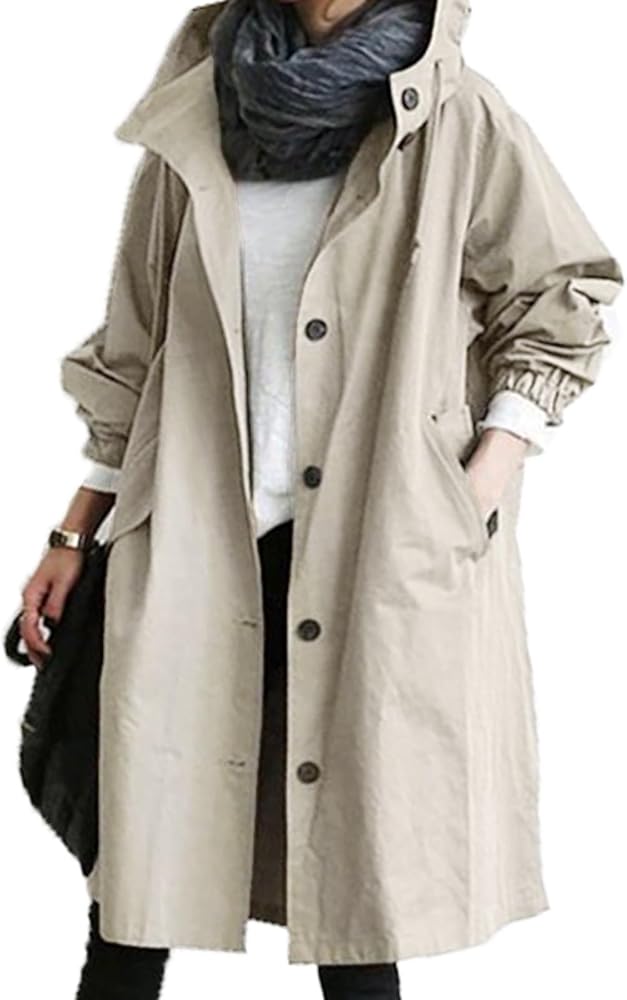 Women's Double Breasted Trench Coats Causal Elegant Windbreaker Wild Winter Slim Full Length Lightweight Dusters