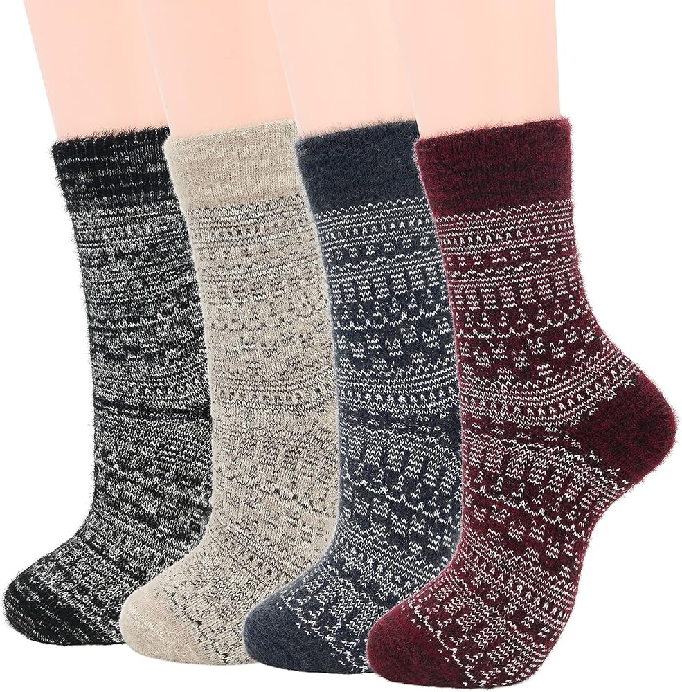 Zando Womens Wool Socks Winter Athletic Socks Crew Sock Warm Hiking Merino Wool Socks Soft Thick Mid Calf