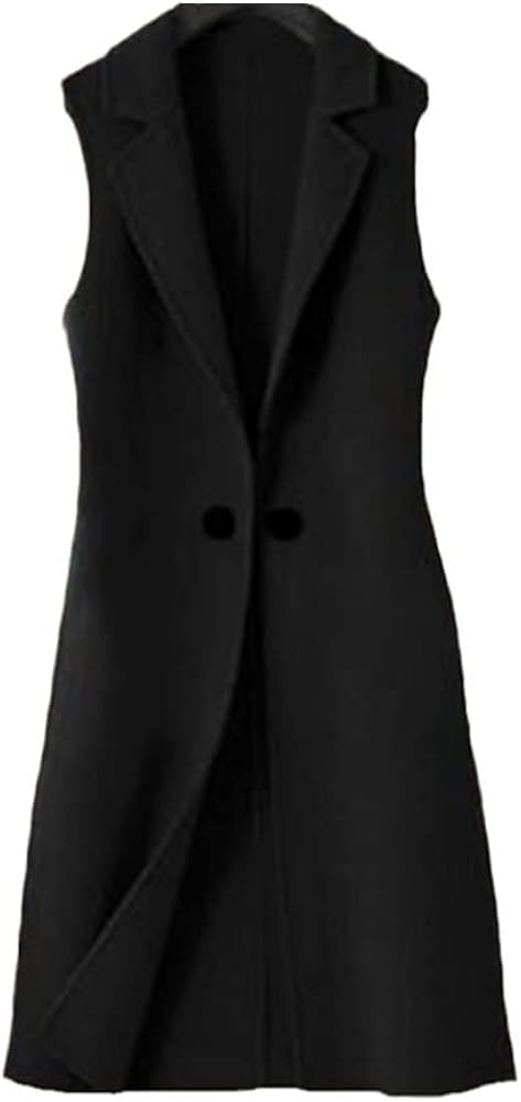 Spring Autumn Woolen Vest Women Korean Mid-Length Double Breasted Wool Waistcoat Slim Sleeveless Jacket Tops