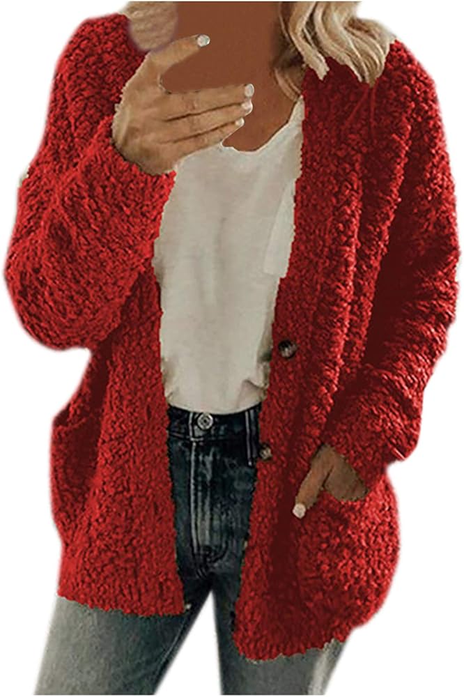 ECKHARDT Women's Fleece Jacket Fuzzy Hooded Casual Coats Women Warm Oversized Fuzzy Fleece Sweatshirts Tops with Pockets