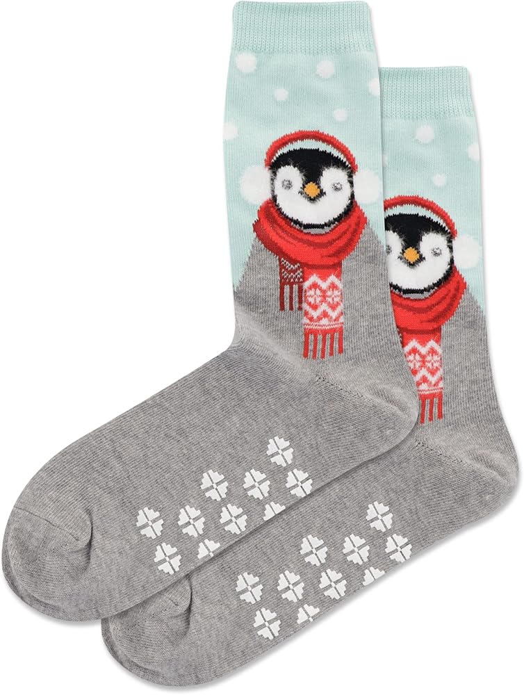 Hot Sox Women's Cozy Holiday Gripper Crew Socks-1 Pair Pack-Cute & Fun Novelty Gifts