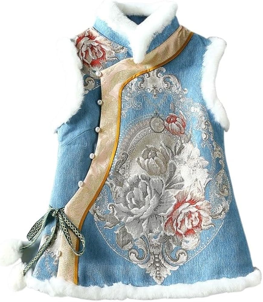 Women Print Cheongsam Vest Chinese Thicken Gilet Coat Cotton Women New Sleeveless Waistcoat Jacket