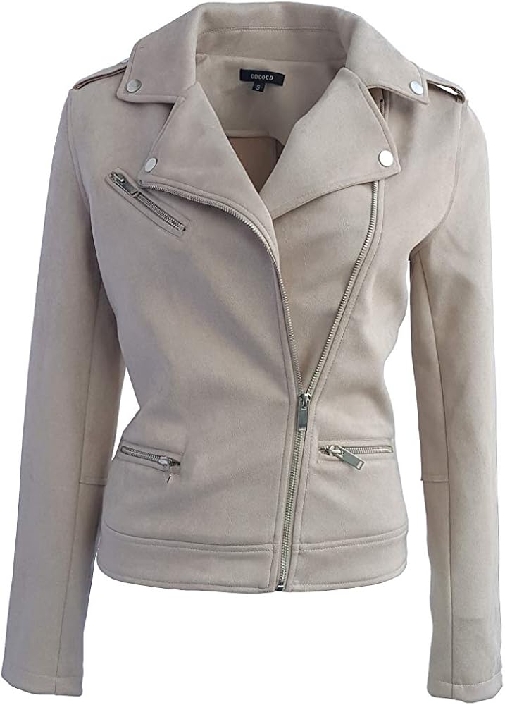 ODCOCD Faux Suede Jacket for Women Long Sleeve Zipper Up Casual Outwear