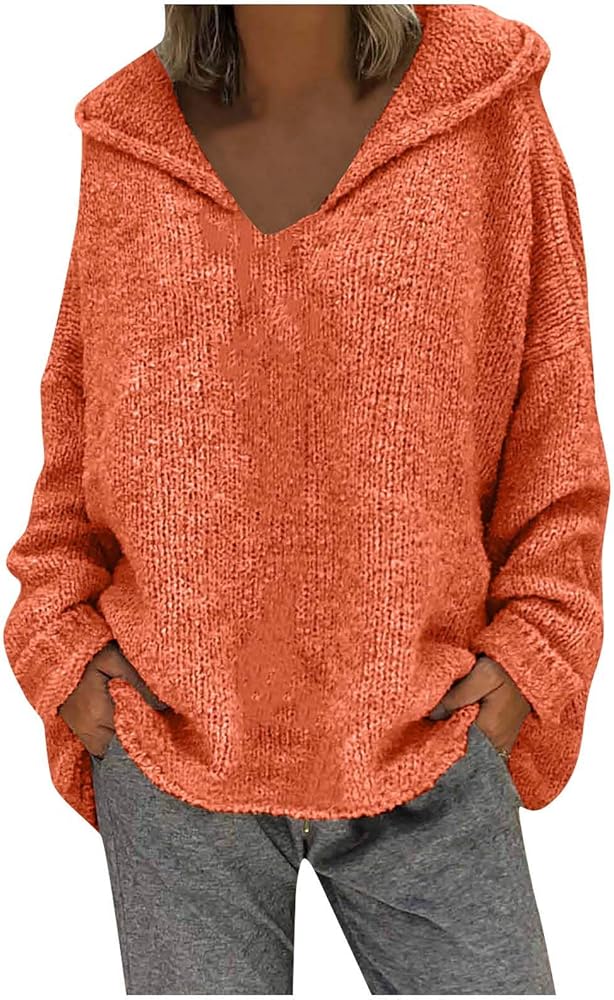 SNKSDGM Women Round Neck Sweaters Long Batwing Sleeve Solid Color Casual Fall Loose Fit Fuzzy Pullover Tunic Tops