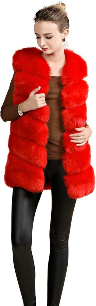 FOLOBE Womens'Soft Faux Fur Vest Adult Waistcoat Jacket