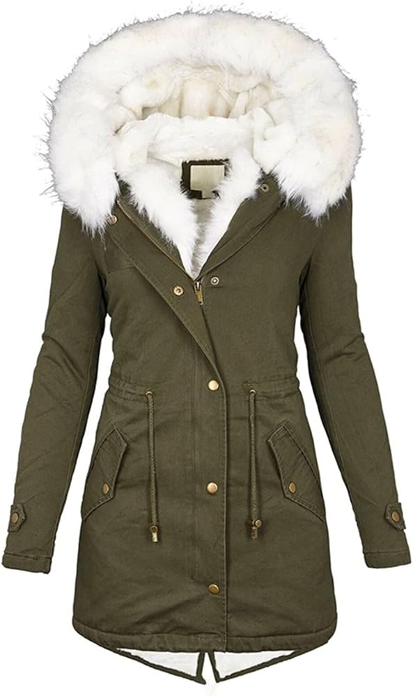 Women Plus Size Winter Overcoat Women's Jacket Thick Outwear Plush Lined Hooded Coat Warm Womens Fleece plus Size