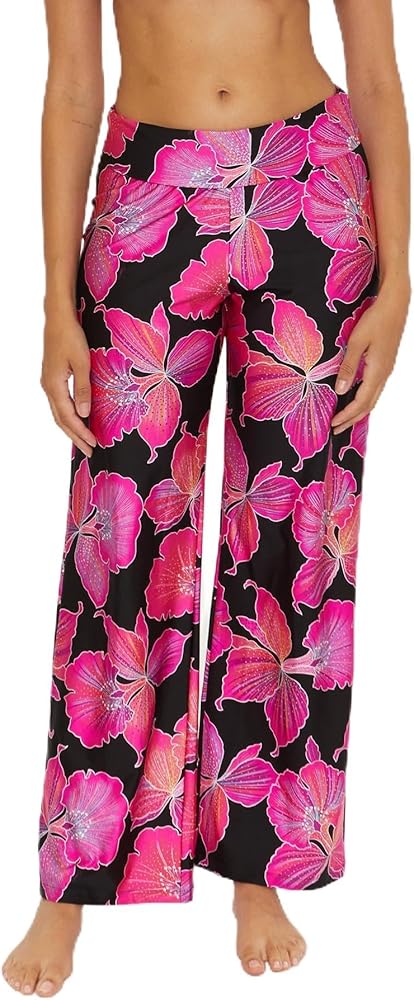 Trina Turk Women's Standard Fleury Swim Pants, Casual, Wide Leg, Floral Print, Beach Cover Ups